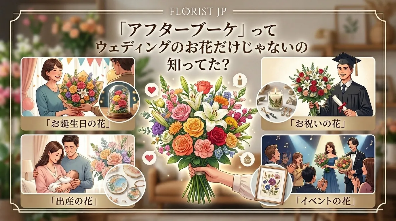 「アフターブーケ」ってウェディングだけじゃない！お誕生日や出産祝いで届いた大切な花束を残す方法